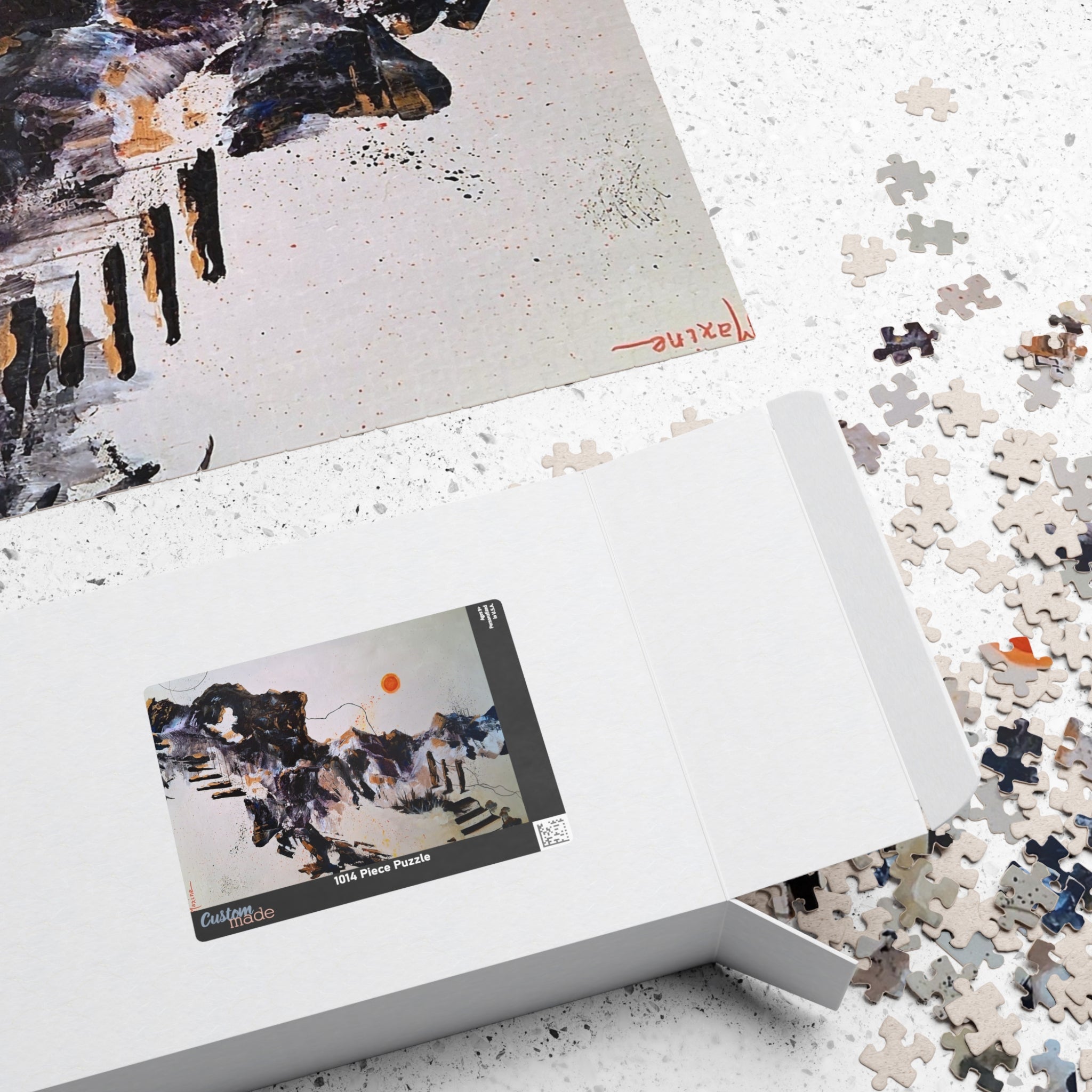 Mountain Ink Art Puzzle — Scenic Abstract Landscape Jigsaw (110–1014 pcs)