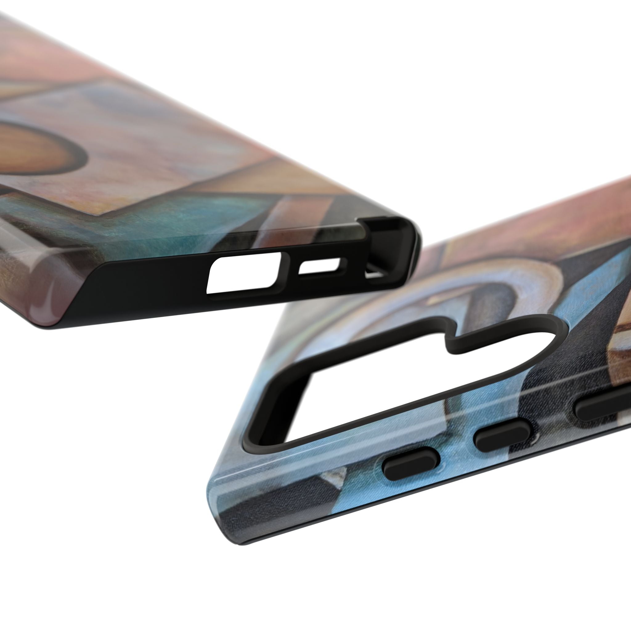 Abstract Geometric Tough Phone Case – Modern Cubist Art Protection