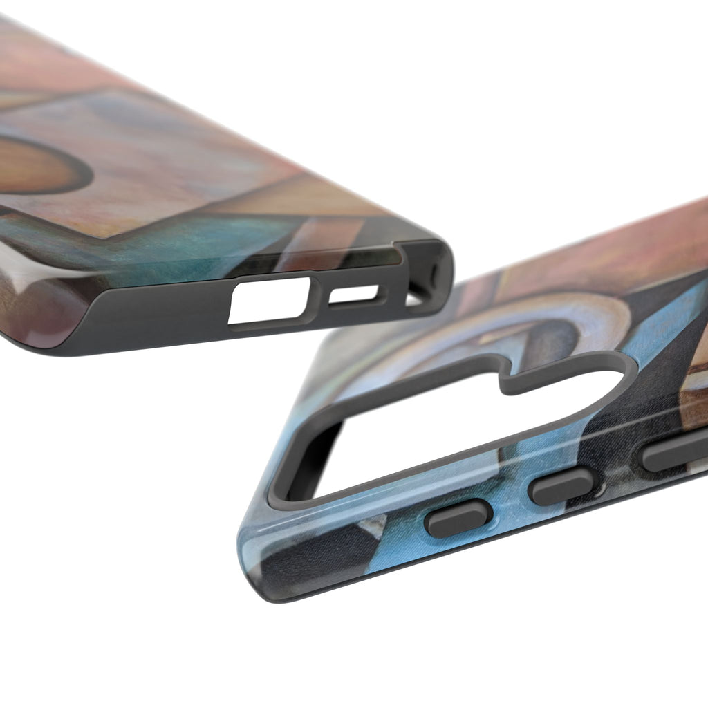 Abstract Geometric Tough Phone Case – Modern Cubist Art Protection
