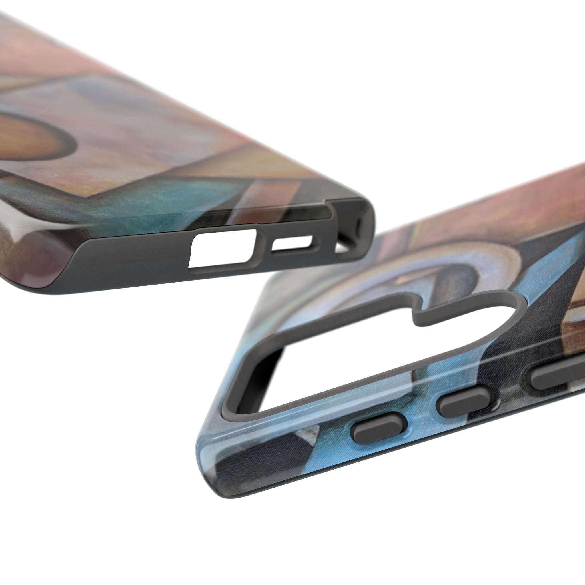 Abstract Geometric Tough Phone Case – Modern Cubist Art Protection