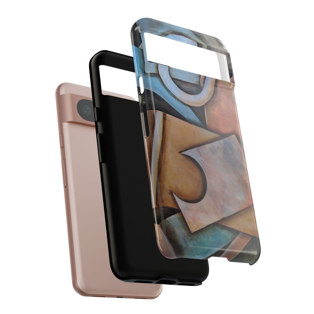Abstract Geometric Tough Phone Case – Modern Cubist Art Protection