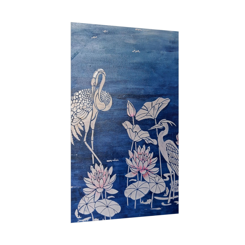 WATER LILLY SONOTA - Lotus & Heron Botanical Poster