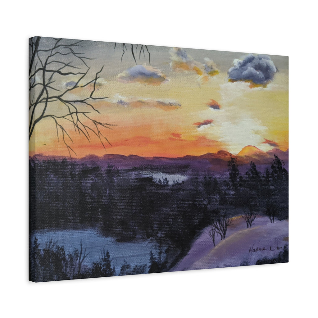 EVENING IN THE SHANDOAH VALLY - Sunset Winter Landscape Canvas Print — Matte Stretched Wall Art
