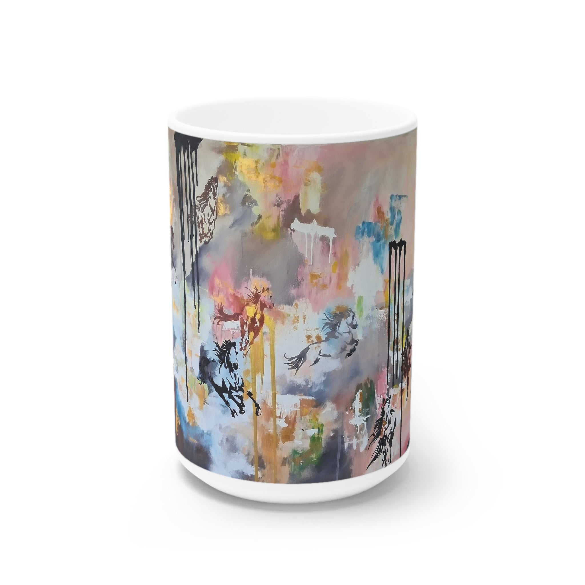 GUARDIANS OF THE QUIET PLAINS - Abstract  Horses Ceramic Mug – 11oz & 15oz