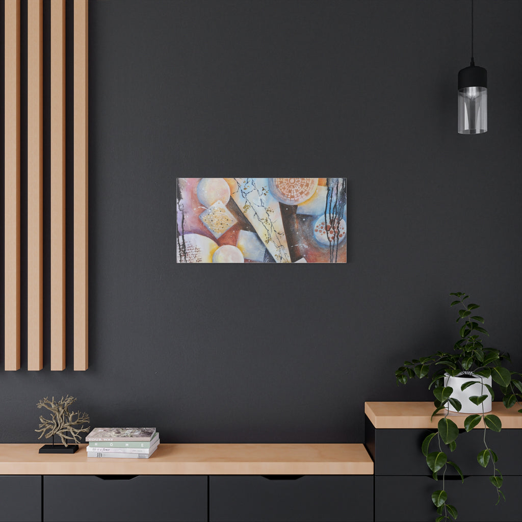GOLDEN CARTOGRAPHY OF THE FIRE MERIDIAN - Abstract Geometric Canvas Art – Modern Stretched Matte Wall Decor