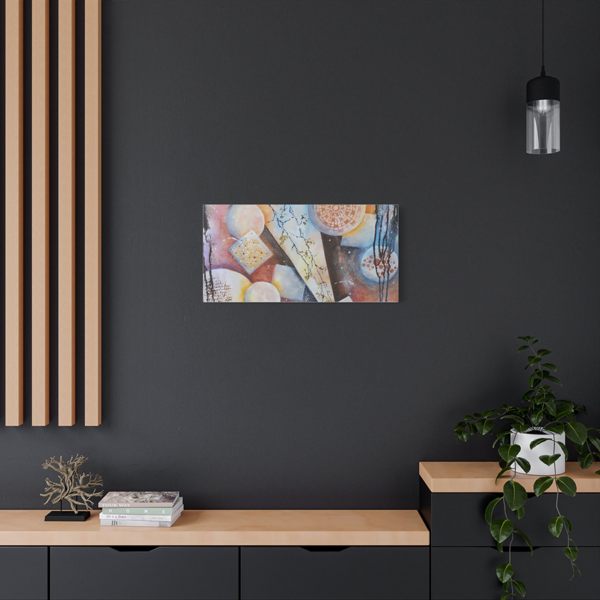 GOLDEN CARTOGRAPHY OF THE FIRE MERIDIAN - Abstract Geometric Canvas Art – Modern Stretched Matte Wall Decor