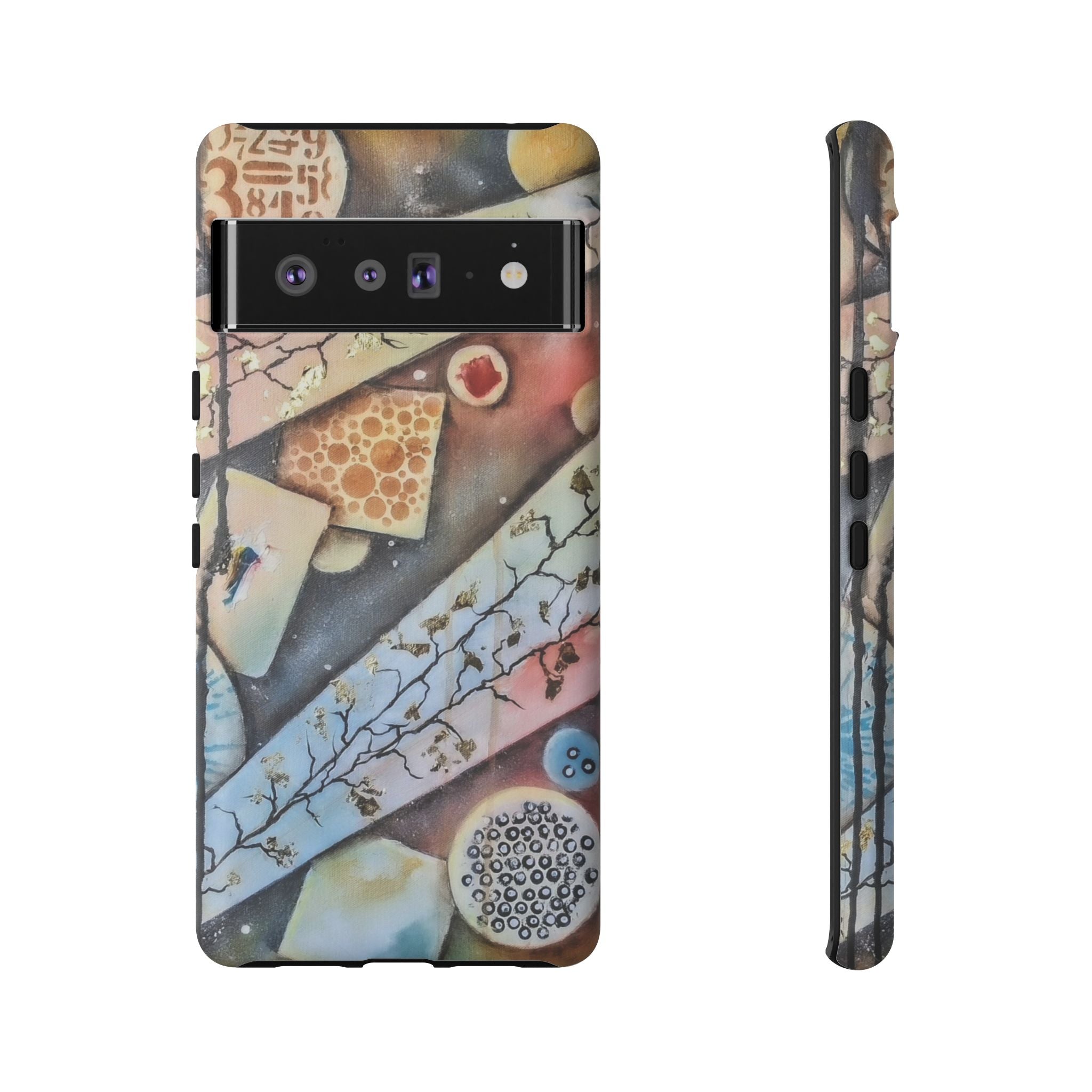 GOLDEN CARTOGRAPHY OF THE UNSEEN - Artistic Botanical Phone Case – Watercolor Nature Pattern Tough Case