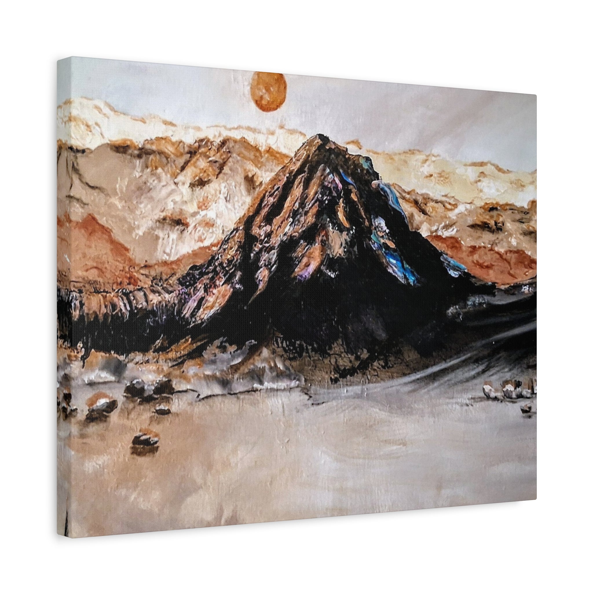 MOON OVER THE MOUNTAINS - Abstract Mountain Landscape Canvas Print — Matte Stretched Wall Art