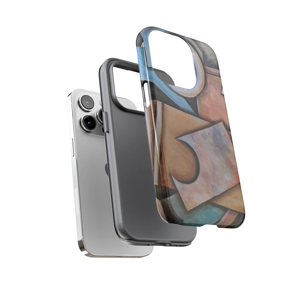 Abstract Geometric Tough Phone Case – Modern Cubist Art Protection