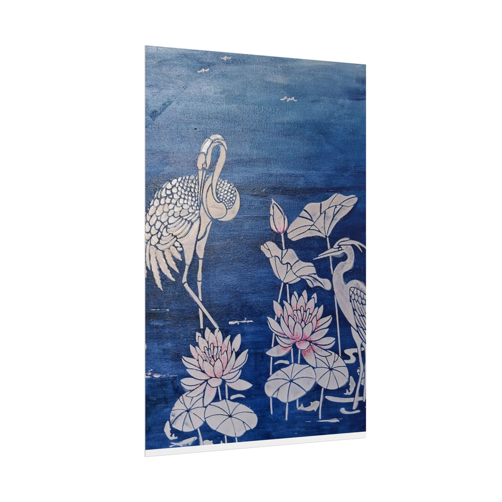 WATER LILLY SONOTA - Lotus & Heron Botanical Poster