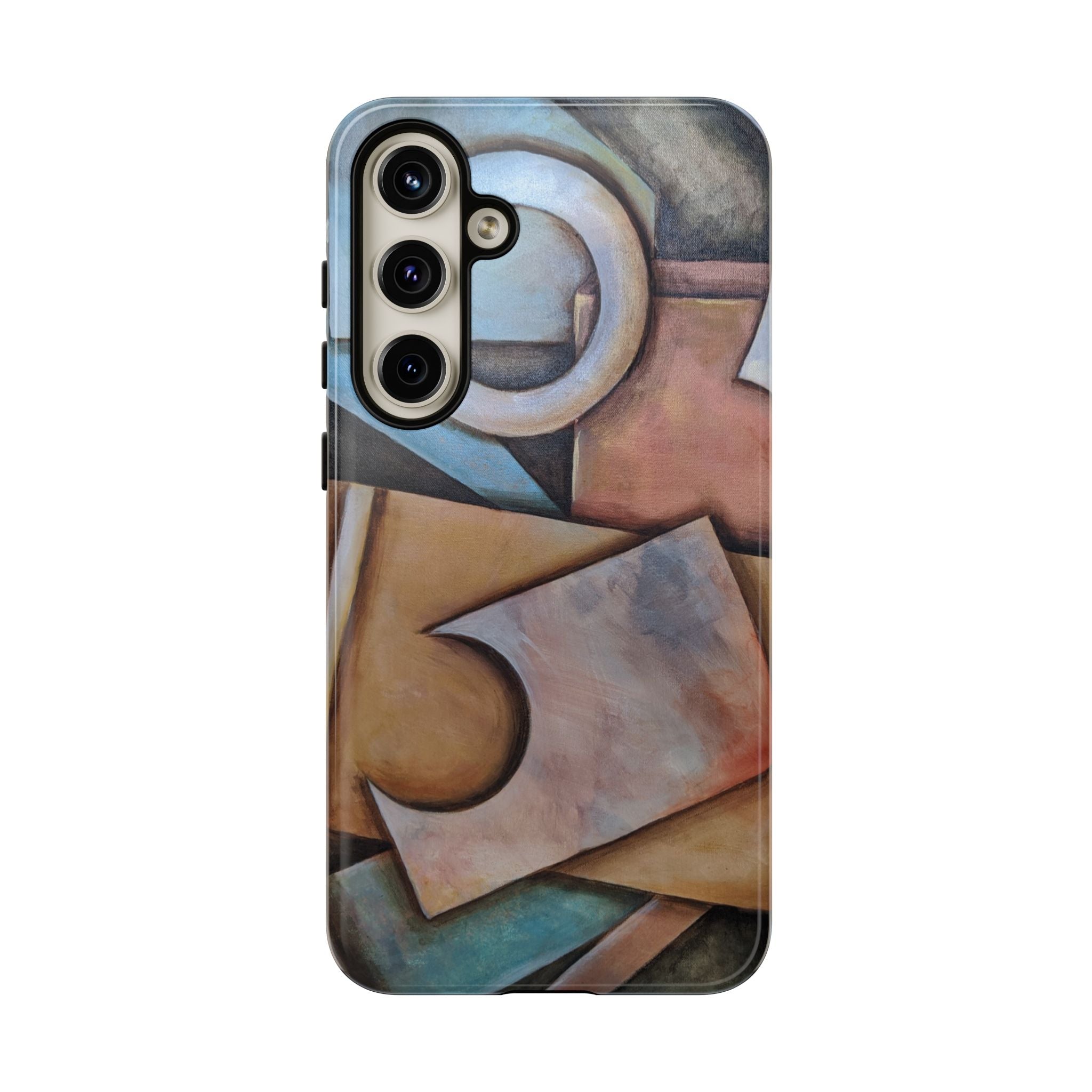 Abstract Geometric Tough Phone Case – Modern Cubist Art Protection