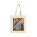 GOLDEN CARTOGRAPHY OF THE BLUE REALM - Abstract Brunch Canvas Tote Bag — Colorful Abstract Print