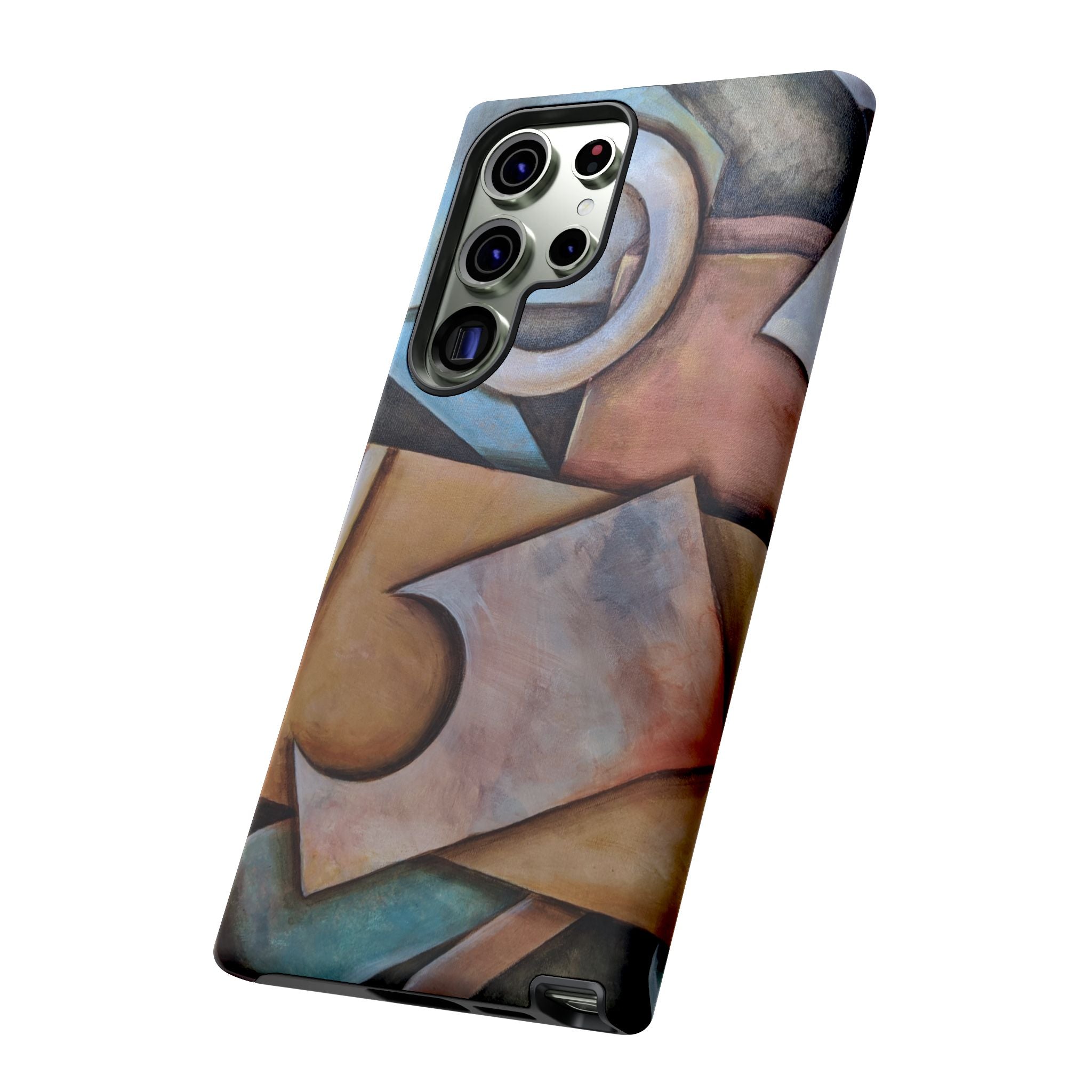 Abstract Geometric Tough Phone Case – Modern Cubist Art Protection