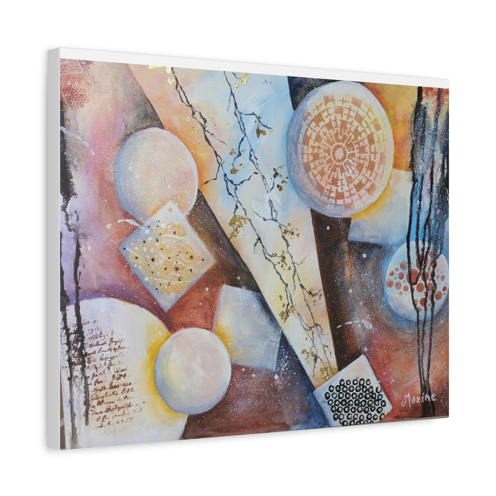 GOLDEN CARTOGRAPHY OF THE FIRE MERIDIAN - Abstract Geometric Canvas Art – Modern Stretched Matte Wall Decor