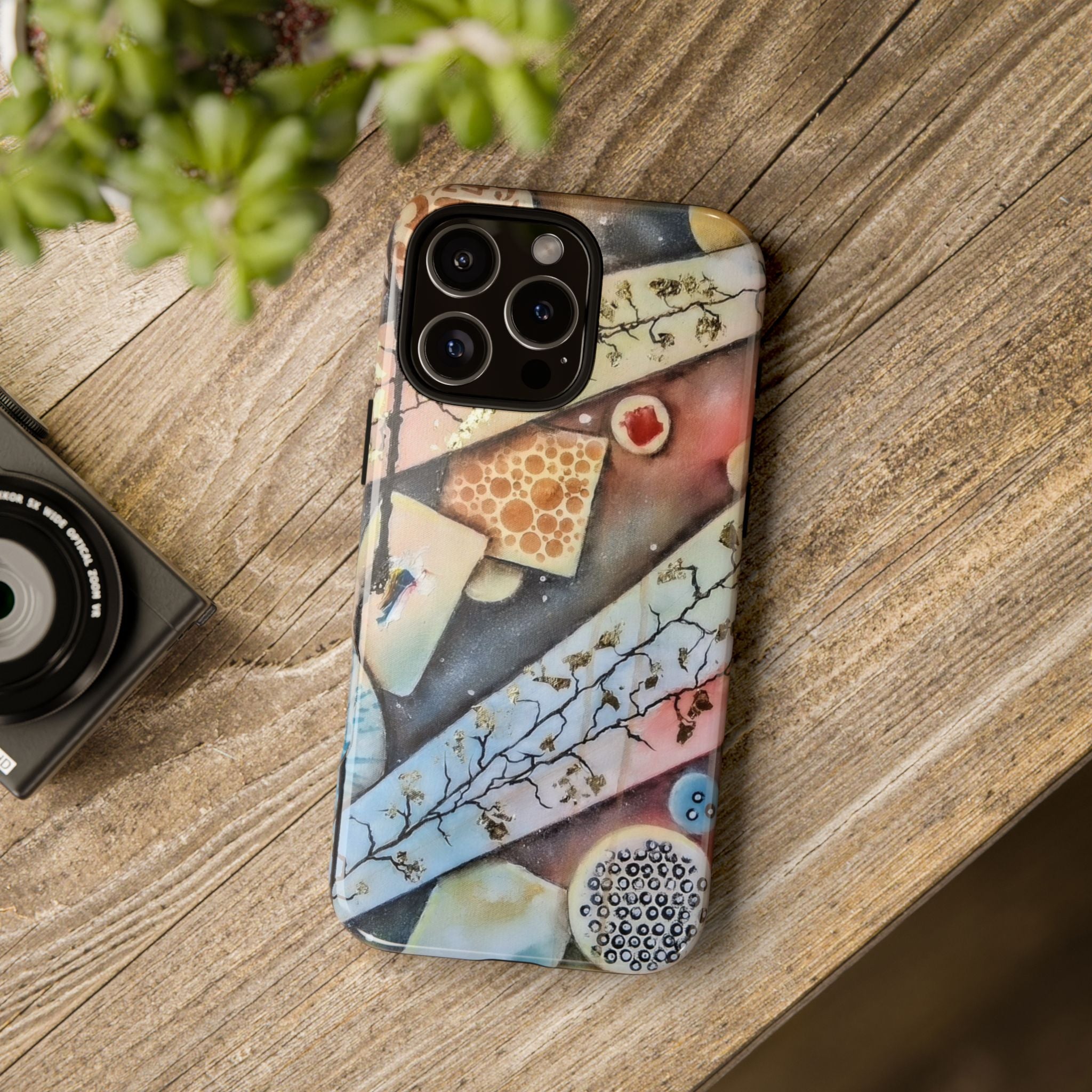 GOLDEN CARTOGRAPHY OF THE UNSEEN - Artistic Botanical Phone Case – Watercolor Nature Pattern Tough Case