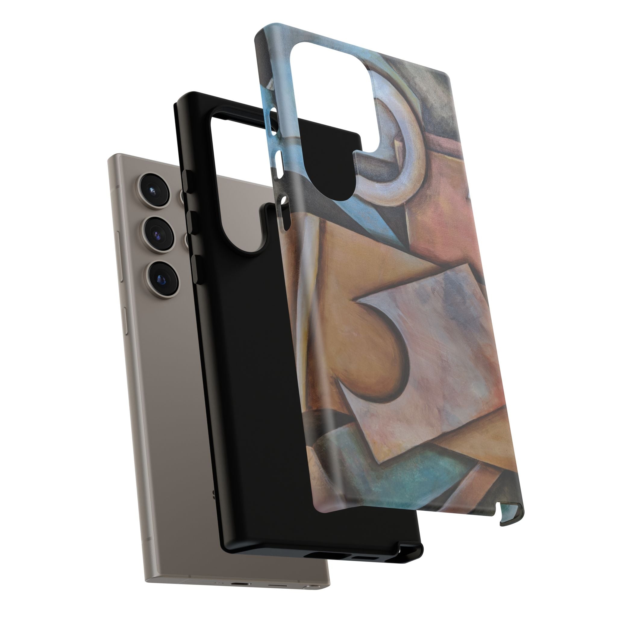Abstract Geometric Tough Phone Case – Modern Cubist Art Protection