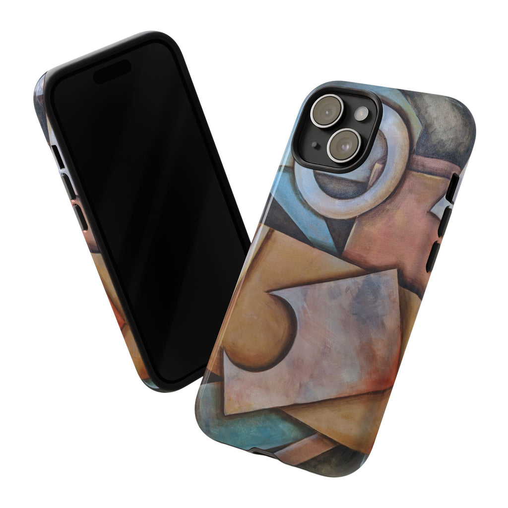 Abstract Geometric Tough Phone Case – Modern Cubist Art Protection