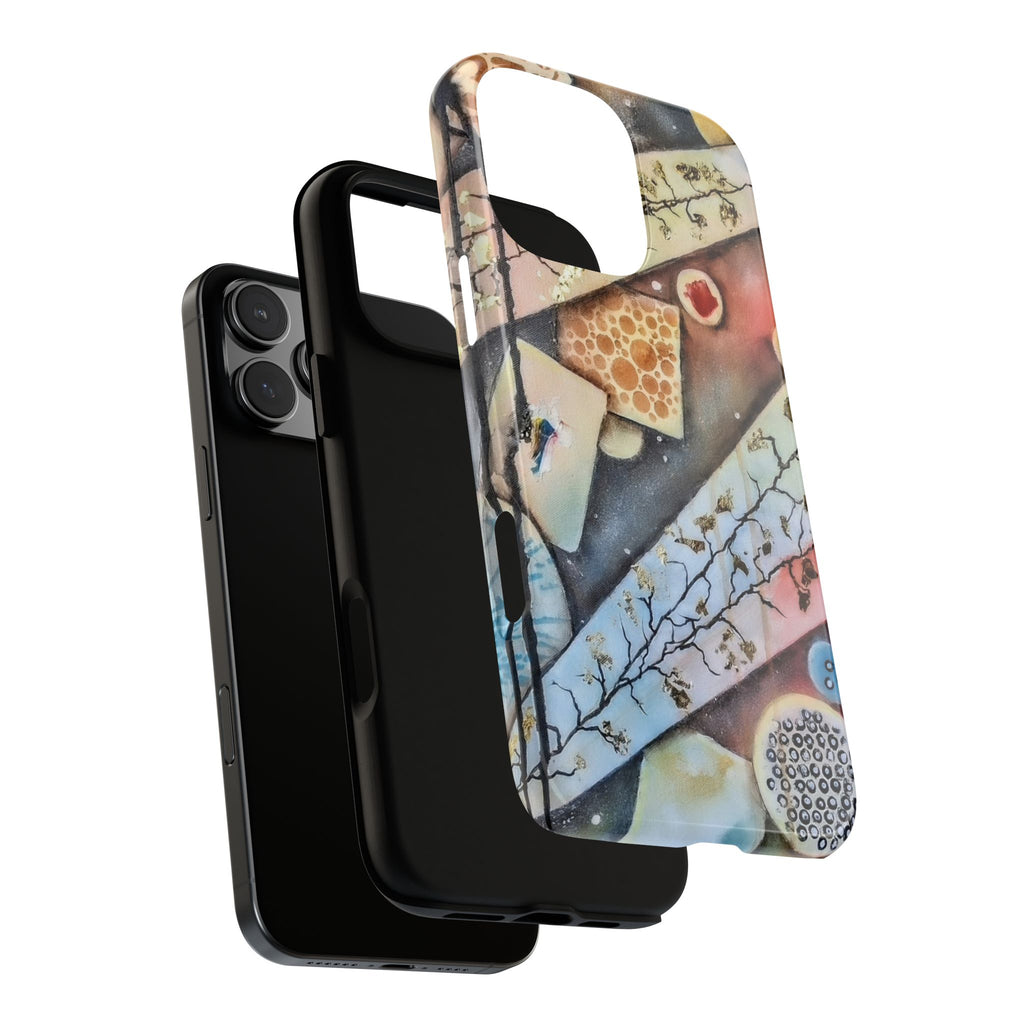 GOLDEN CARTOGRAPHY OF THE UNSEEN - Artistic Botanical Phone Case – Watercolor Nature Pattern Tough Case