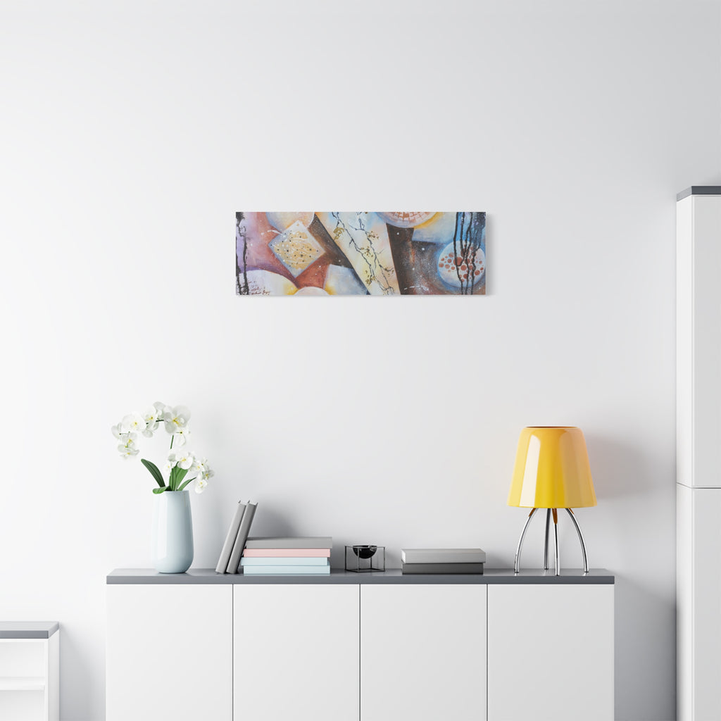 GOLDEN CARTOGRAPHY OF THE FIRE MERIDIAN - Abstract Geometric Canvas Art – Modern Stretched Matte Wall Decor