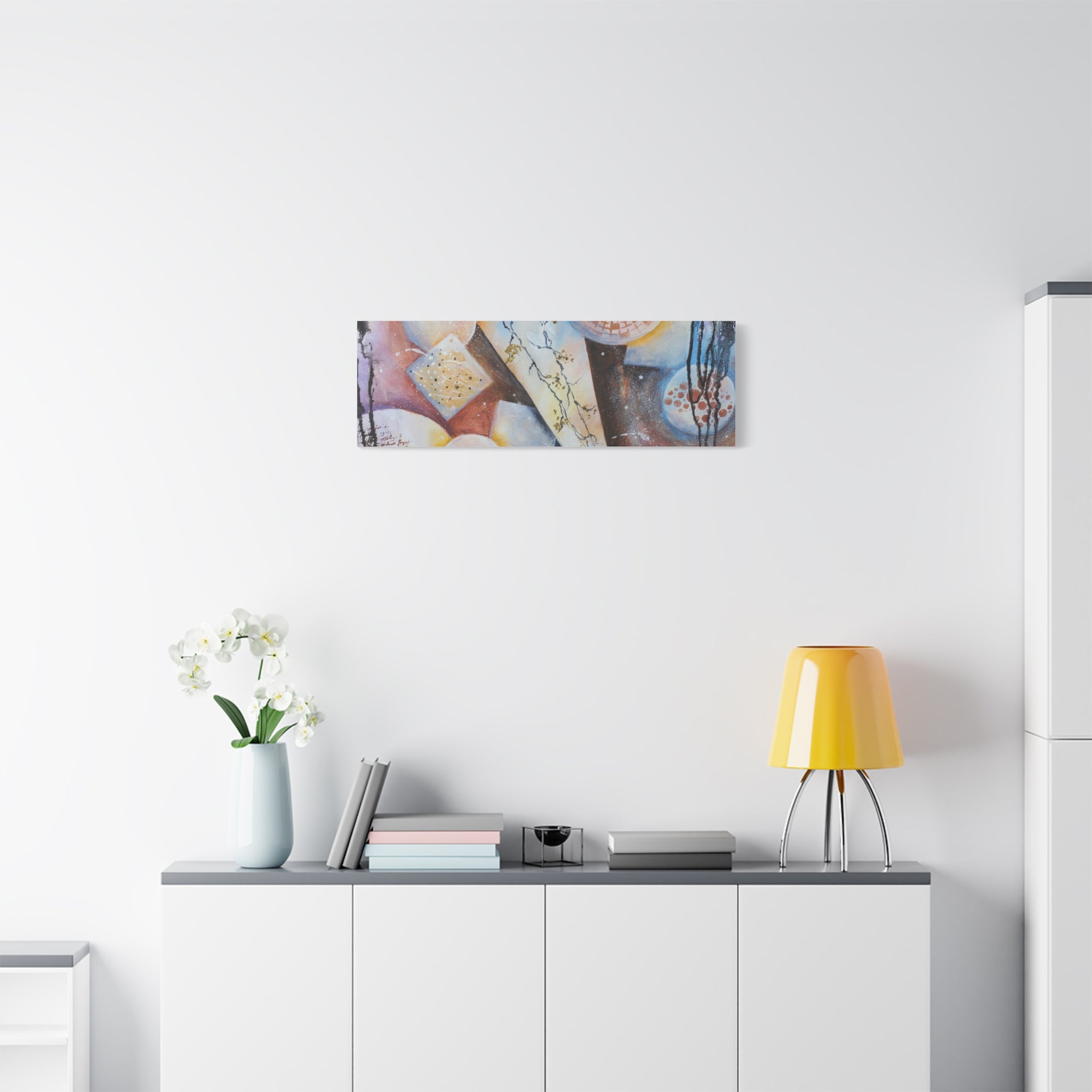 GOLDEN CARTOGRAPHY OF THE FIRE MERIDIAN - Abstract Geometric Canvas Art – Modern Stretched Matte Wall Decor