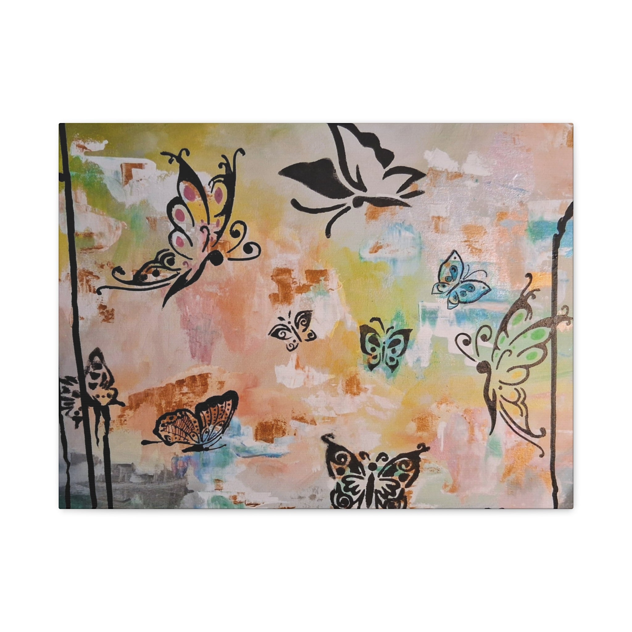 GUARDIANS OF THE FLOWERS - Butterfly Abstract Matte Canvas Wall Art – Stretched 1.25"Deep