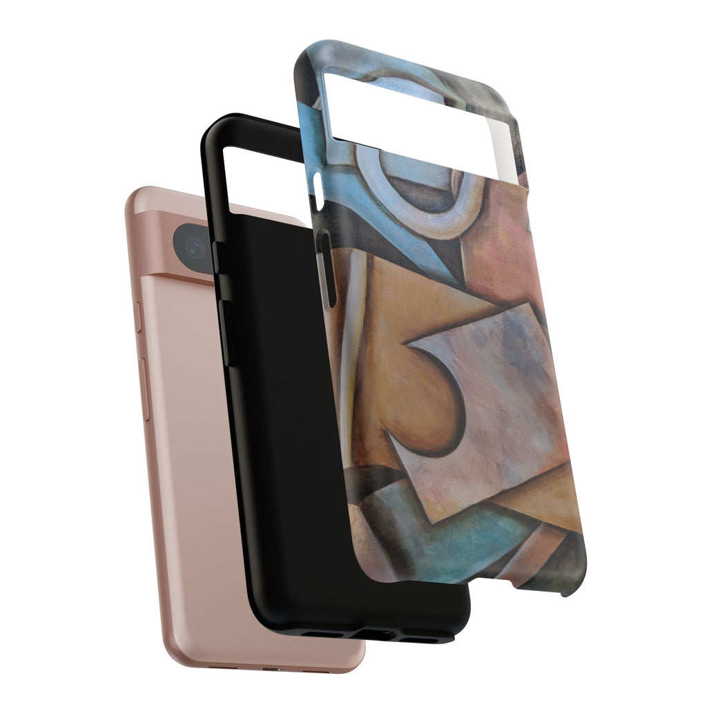 Abstract Geometric Tough Phone Case – Modern Cubist Art Protection