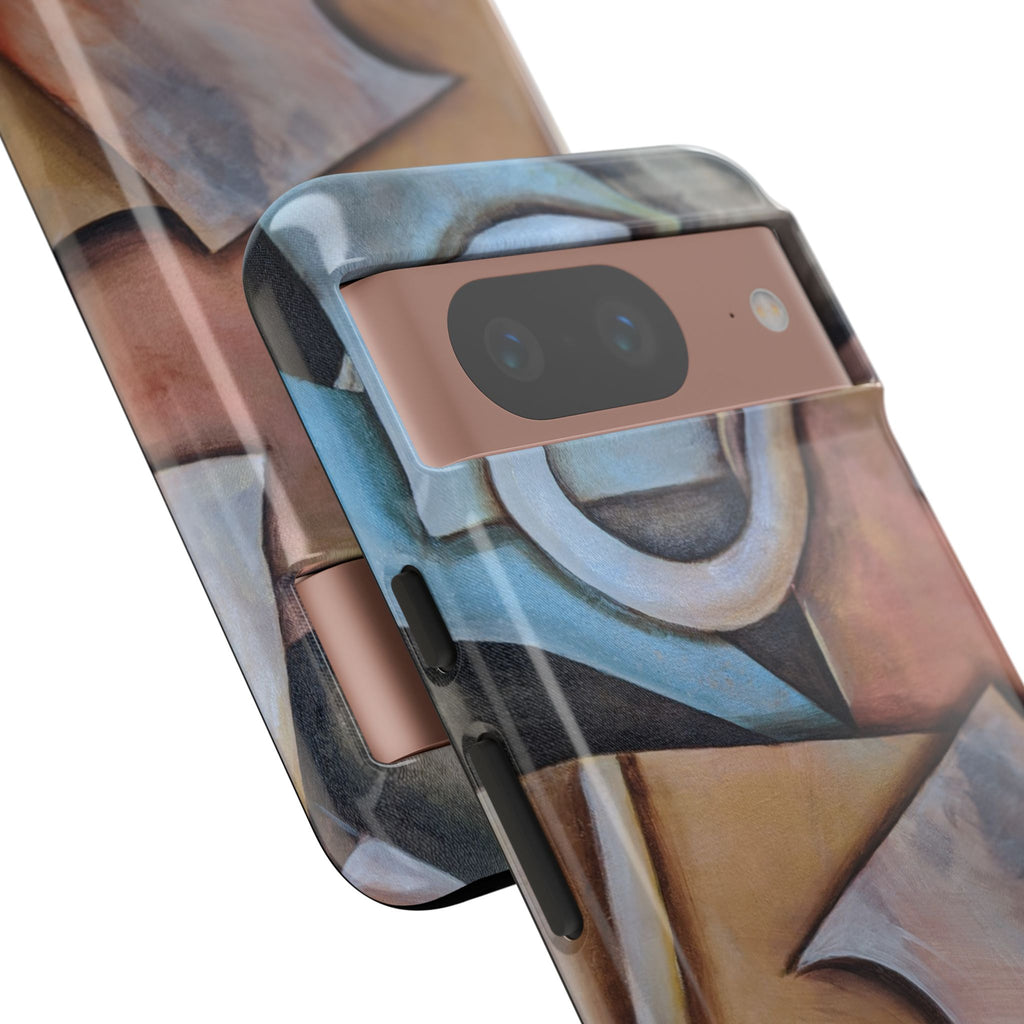 Abstract Geometric Tough Phone Case – Modern Cubist Art Protection