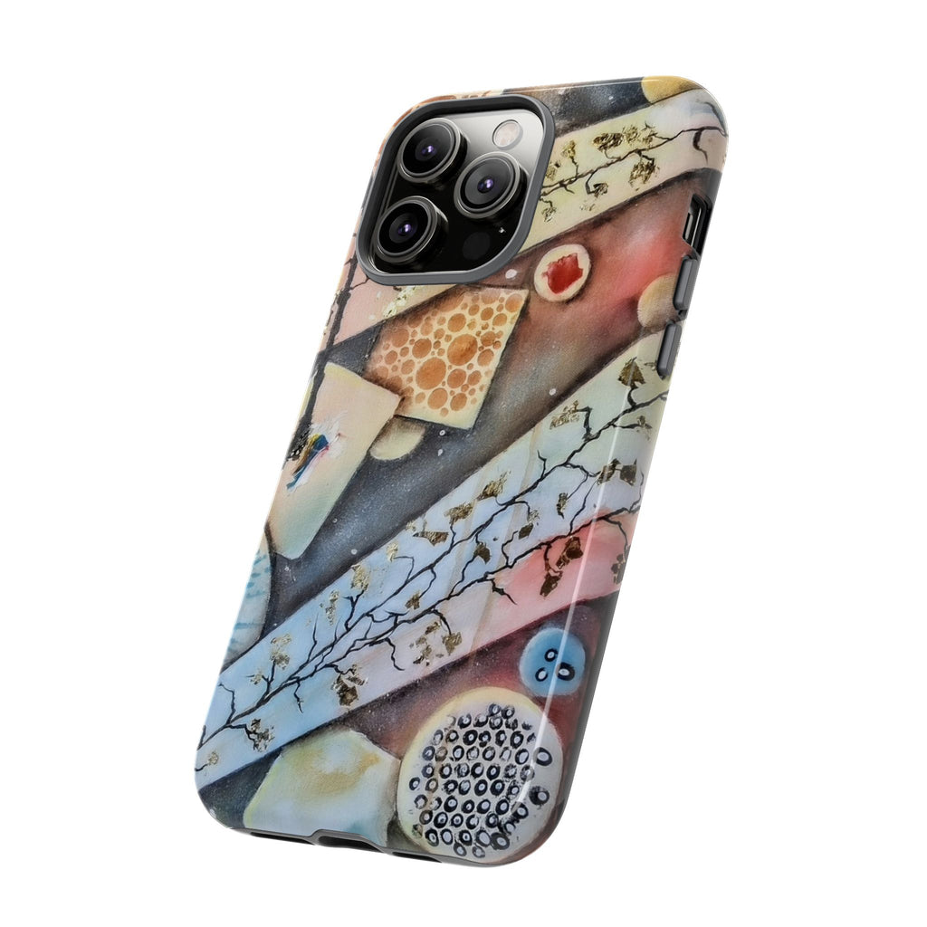 GOLDEN CARTOGRAPHY OF THE UNSEEN - Artistic Botanical Phone Case – Watercolor Nature Pattern Tough Case