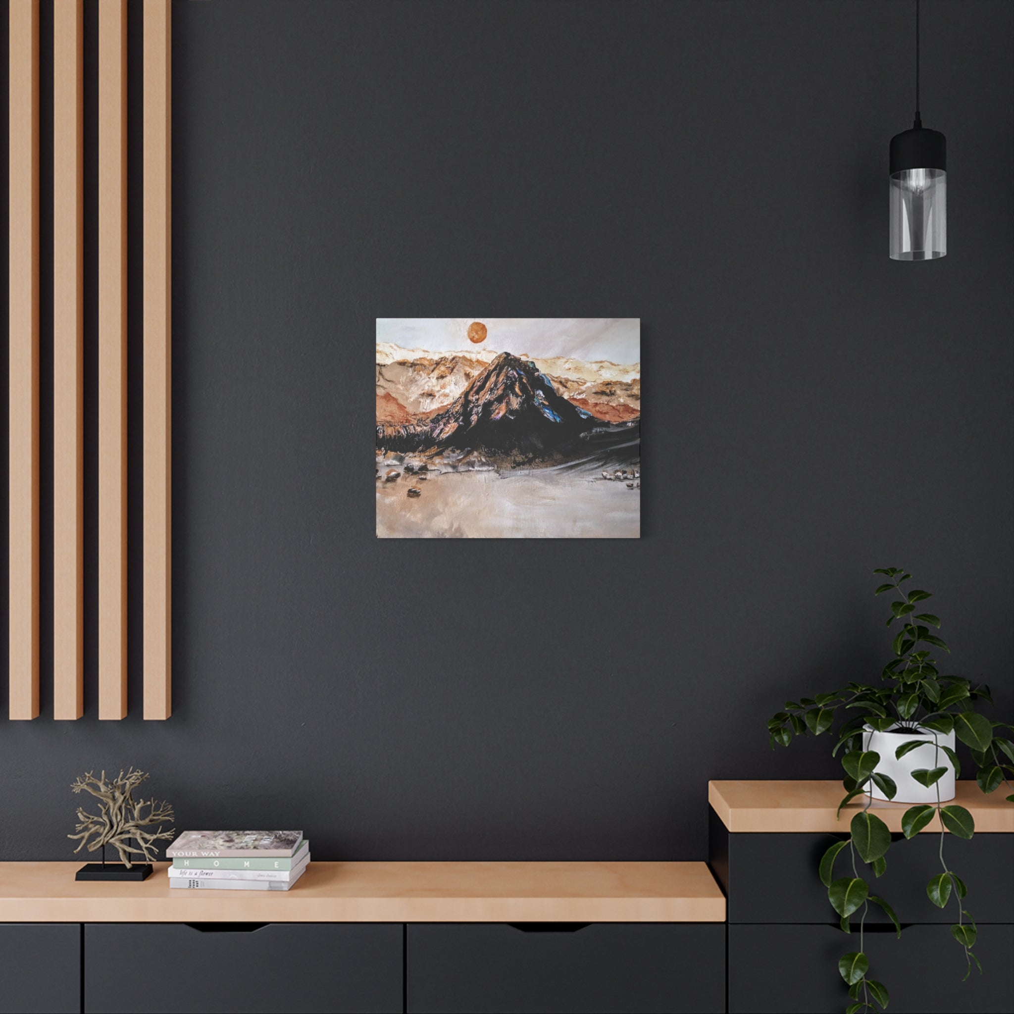 MOON OVER THE MOUNTAINS - Abstract Mountain Landscape Canvas Print — Matte Stretched Wall Art