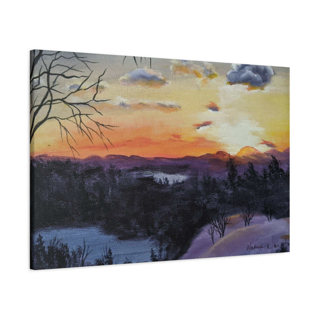 EVENING IN THE SHANDOAH VALLY - Sunset Winter Landscape Canvas Print — Matte Stretched Wall Art