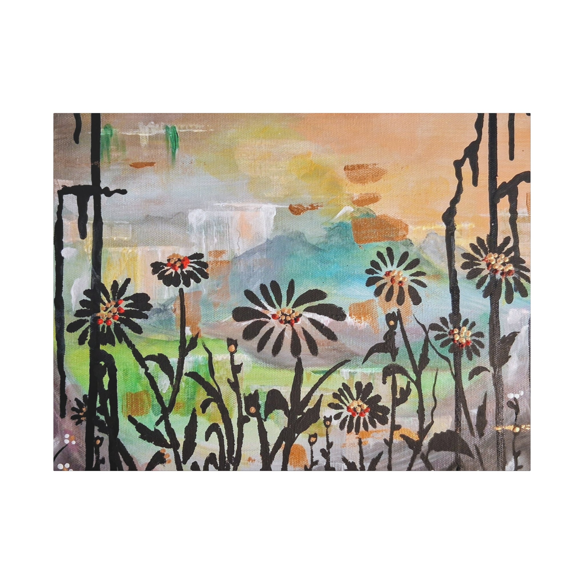 GUARDIANS OF THE WIND - Daisy Meadow Abstract Matte Canvas Wall Art