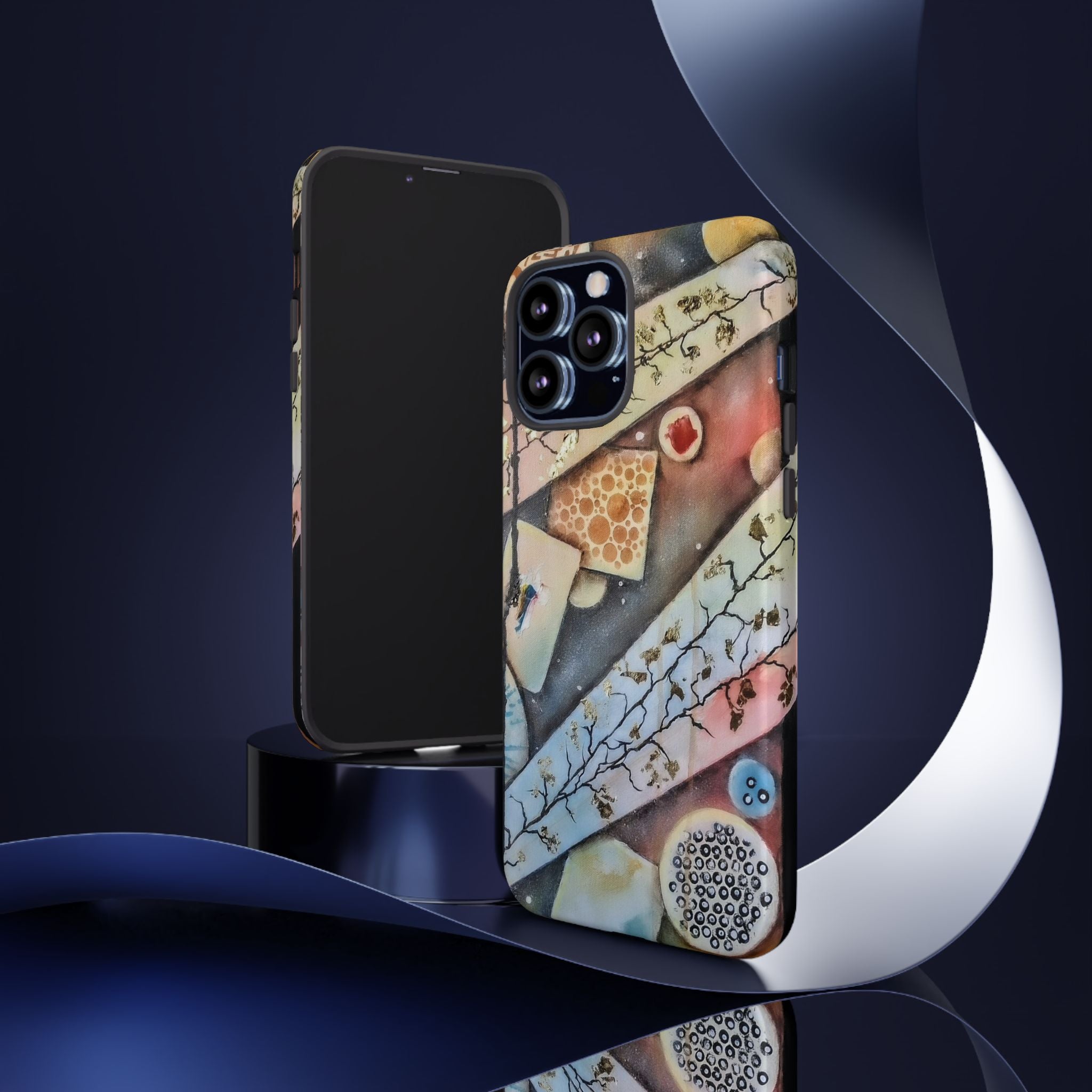 GOLDEN CARTOGRAPHY OF THE UNSEEN - Artistic Botanical Phone Case – Watercolor Nature Pattern Tough Case