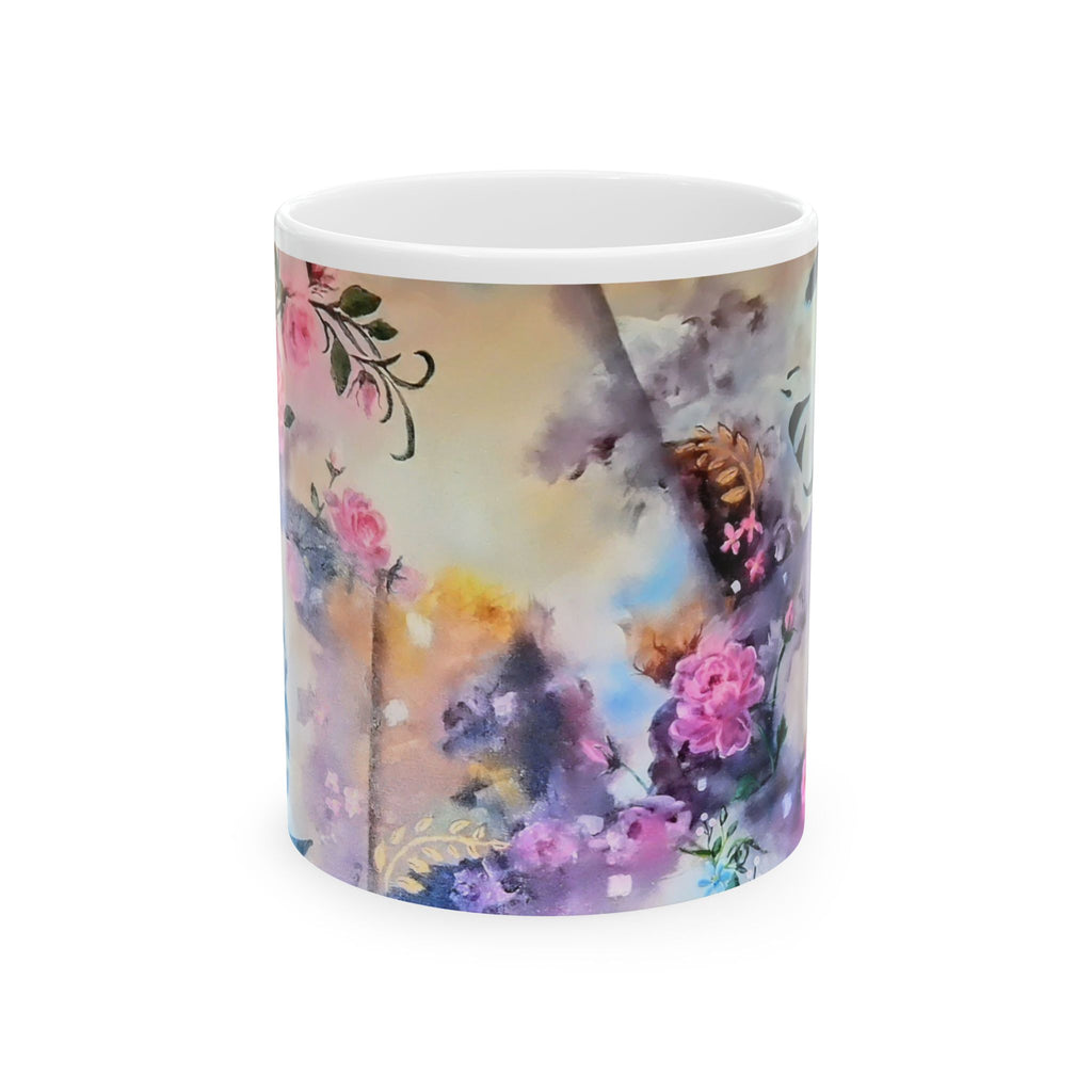 Floral Watercolor Ceramic Mug — Pastel Bloom Tea & Coffee Cup (11oz, 15oz)