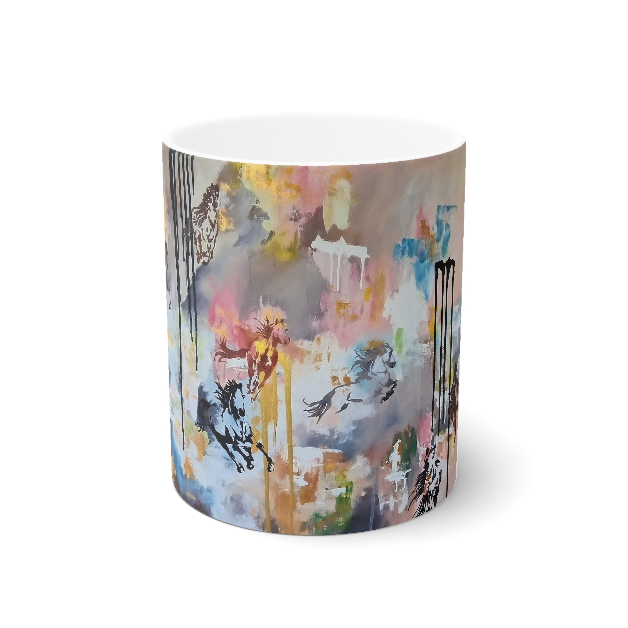 GUARDIANS OF THE QUIET PLAINS - Abstract  Horses Ceramic Mug – 11oz & 15oz