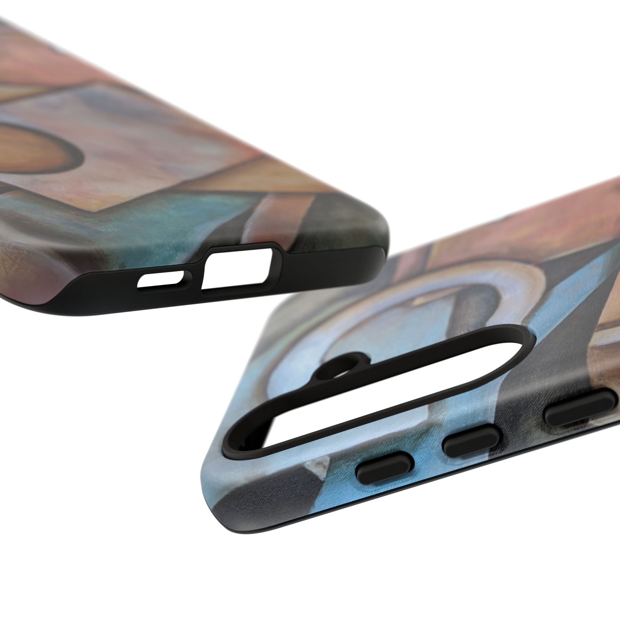 Abstract Geometric Tough Phone Case – Modern Cubist Art Protection