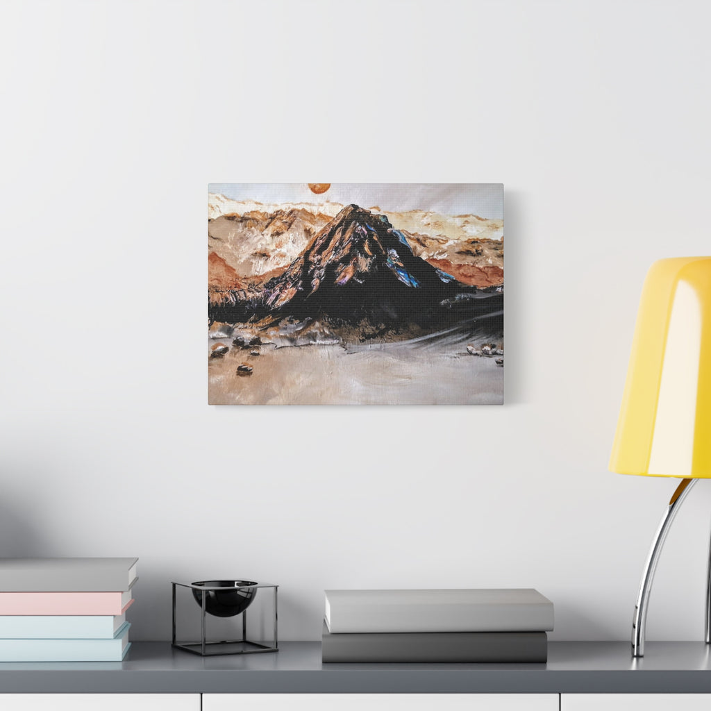 MOON OVER THE MOUNTAINS - Abstract Mountain Landscape Canvas Print — Matte Stretched Wall Art