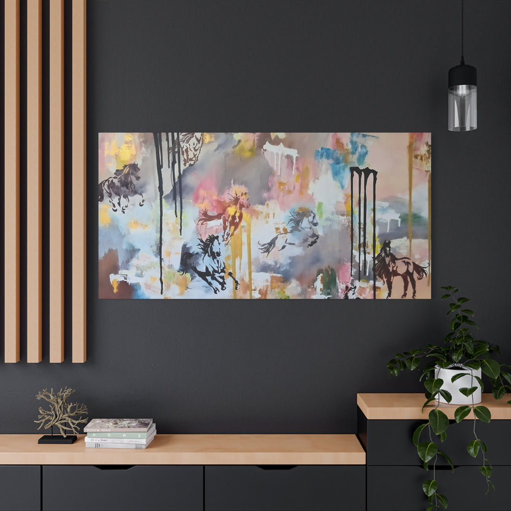 GUARDIANS OF THE QUIET PLAINS - Abstract Gallop Canvas Print — Matte Stretched Wall Art