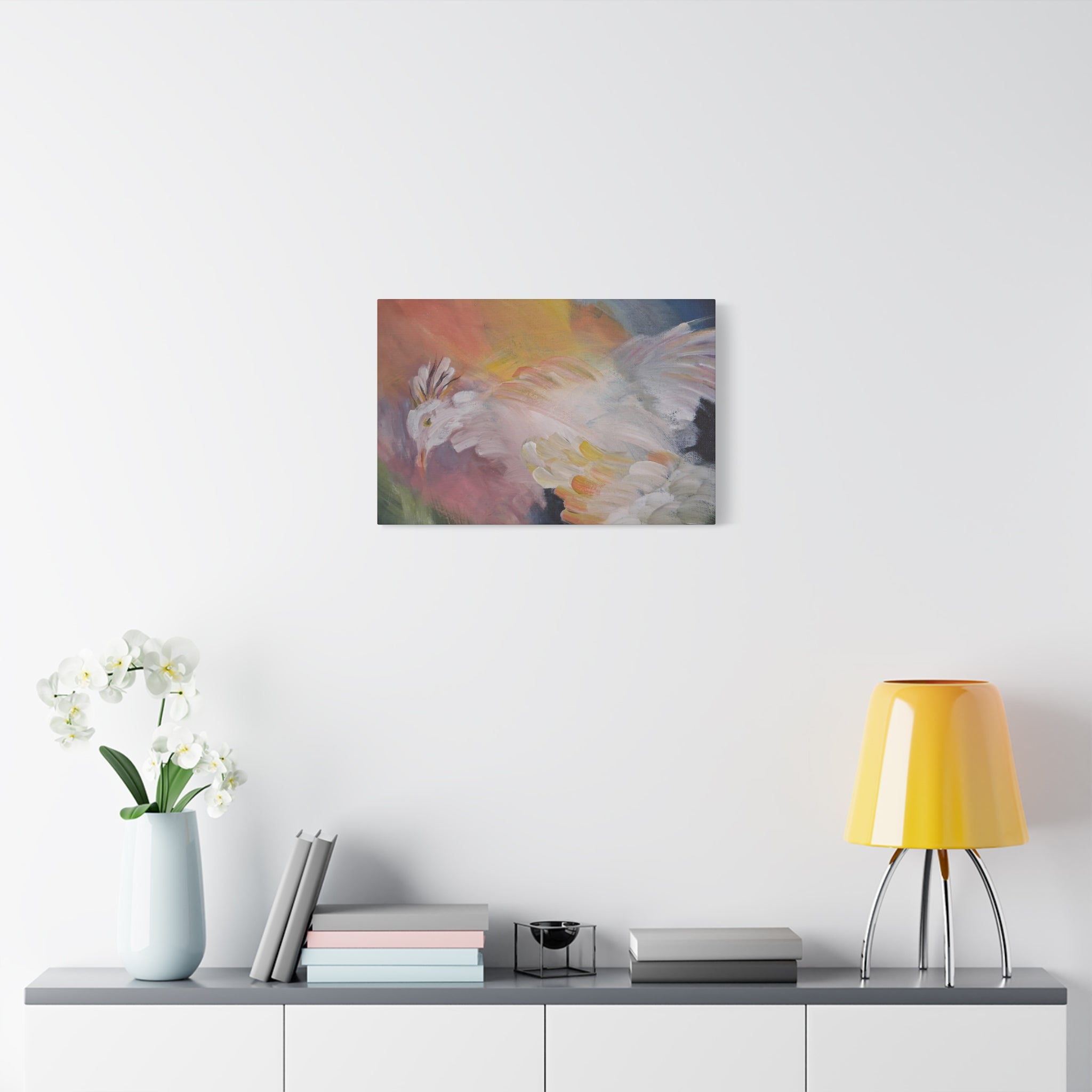 RISE OF THE RADIENT HEN - Art Canvas Print — Soft Pastel Bird Wall Art, Matte Stretched 1.25"