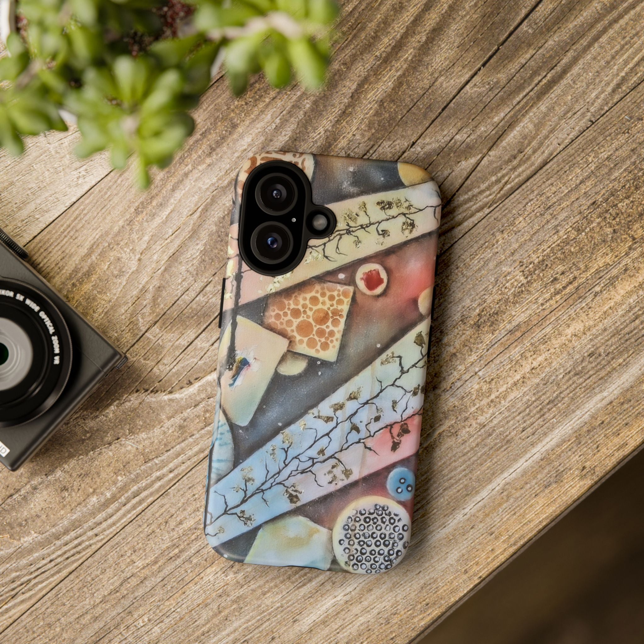 GOLDEN CARTOGRAPHY OF THE UNSEEN - Artistic Botanical Phone Case – Watercolor Nature Pattern Tough Case