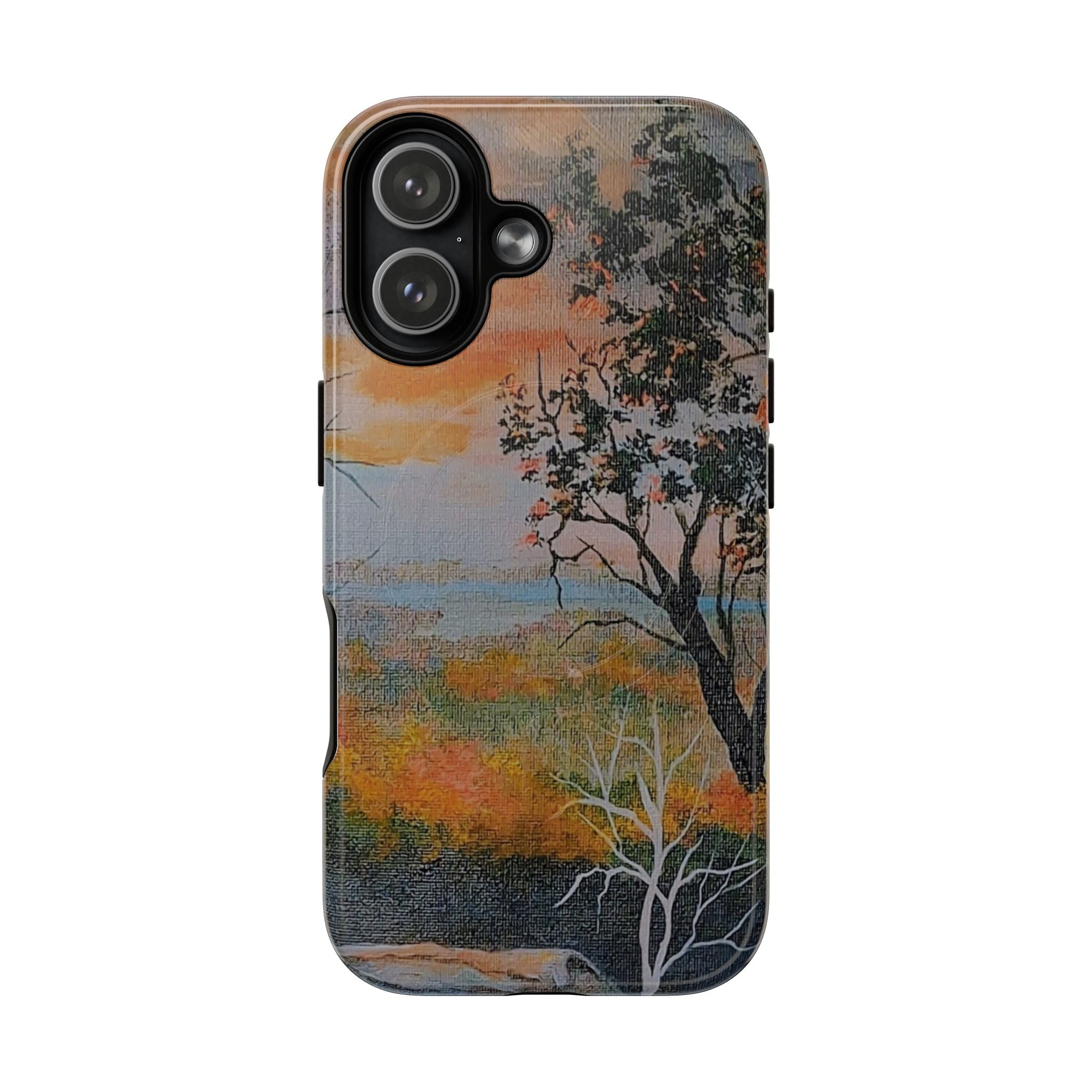 EVENING NEAR THE HUDSON RIVER - Magnetic Tough Phone Case — Sunset Tree Landscape Protective Cover