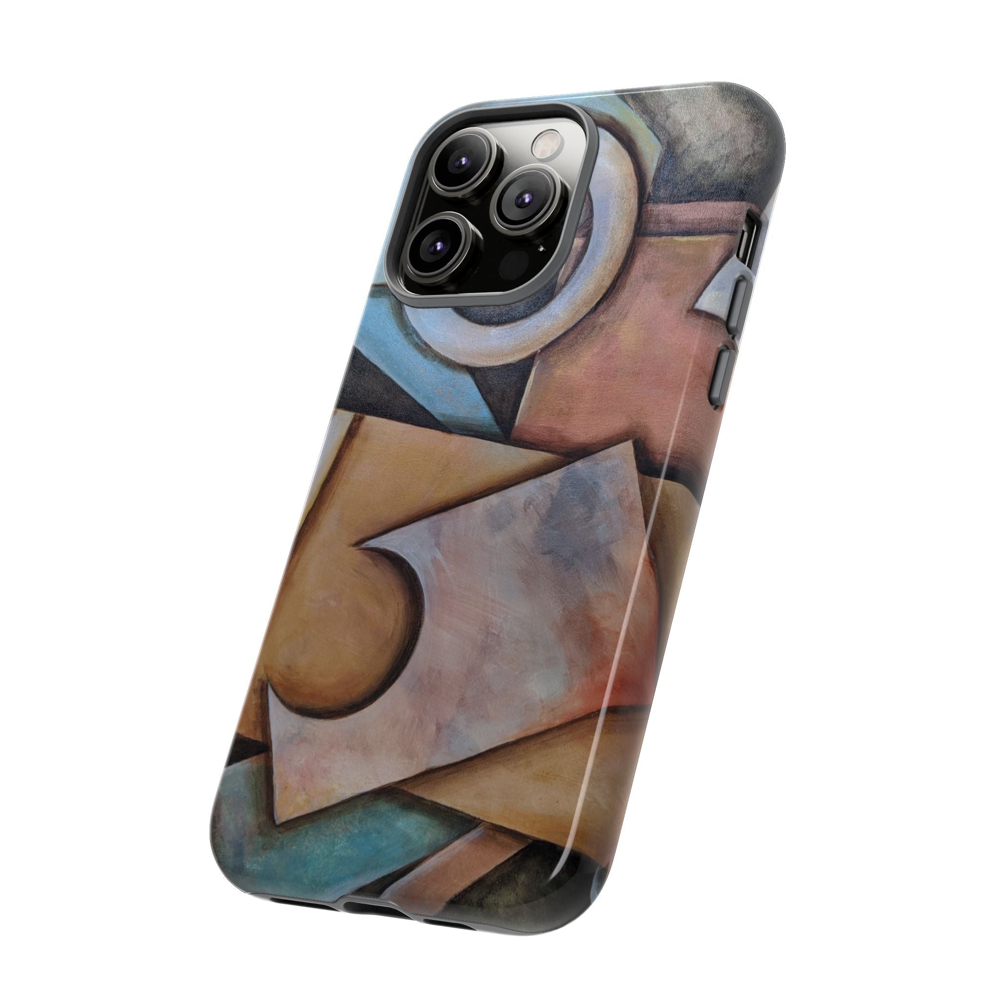 Abstract Geometric Tough Phone Case – Modern Cubist Art Protection