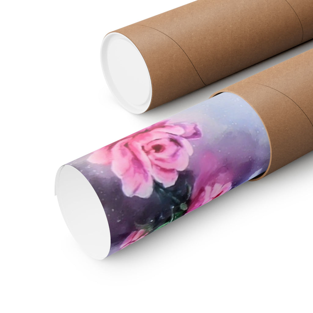ANGELS AMONG US  Floral  Wall Poster — Matte Horizontal Art Print with Pink Roses