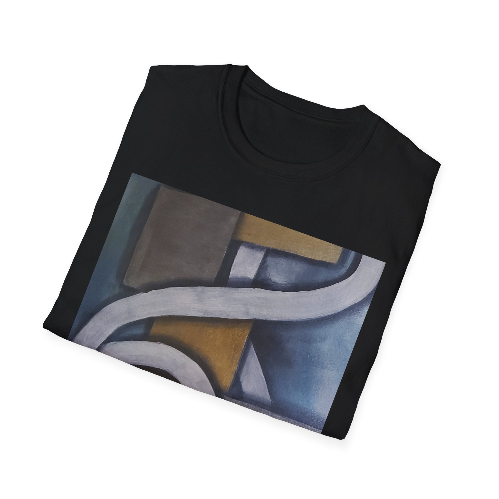 METALIC BLOCKS - Abstract Geometric Art T-Shirt — Modern Neutral Palette Design