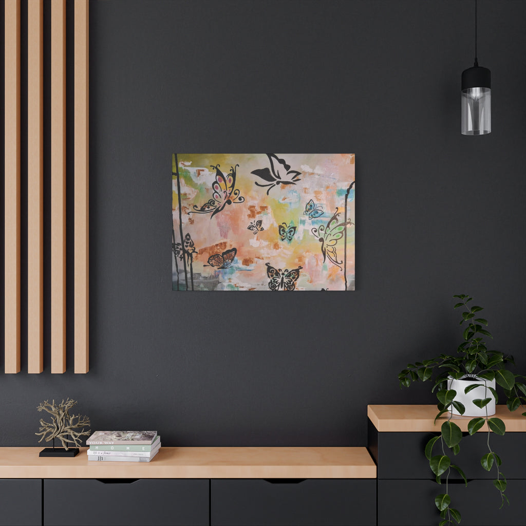 GUARDIANS OF THE FLOWERS - Butterfly Abstract Matte Canvas Wall Art – Stretched 1.25"Deep