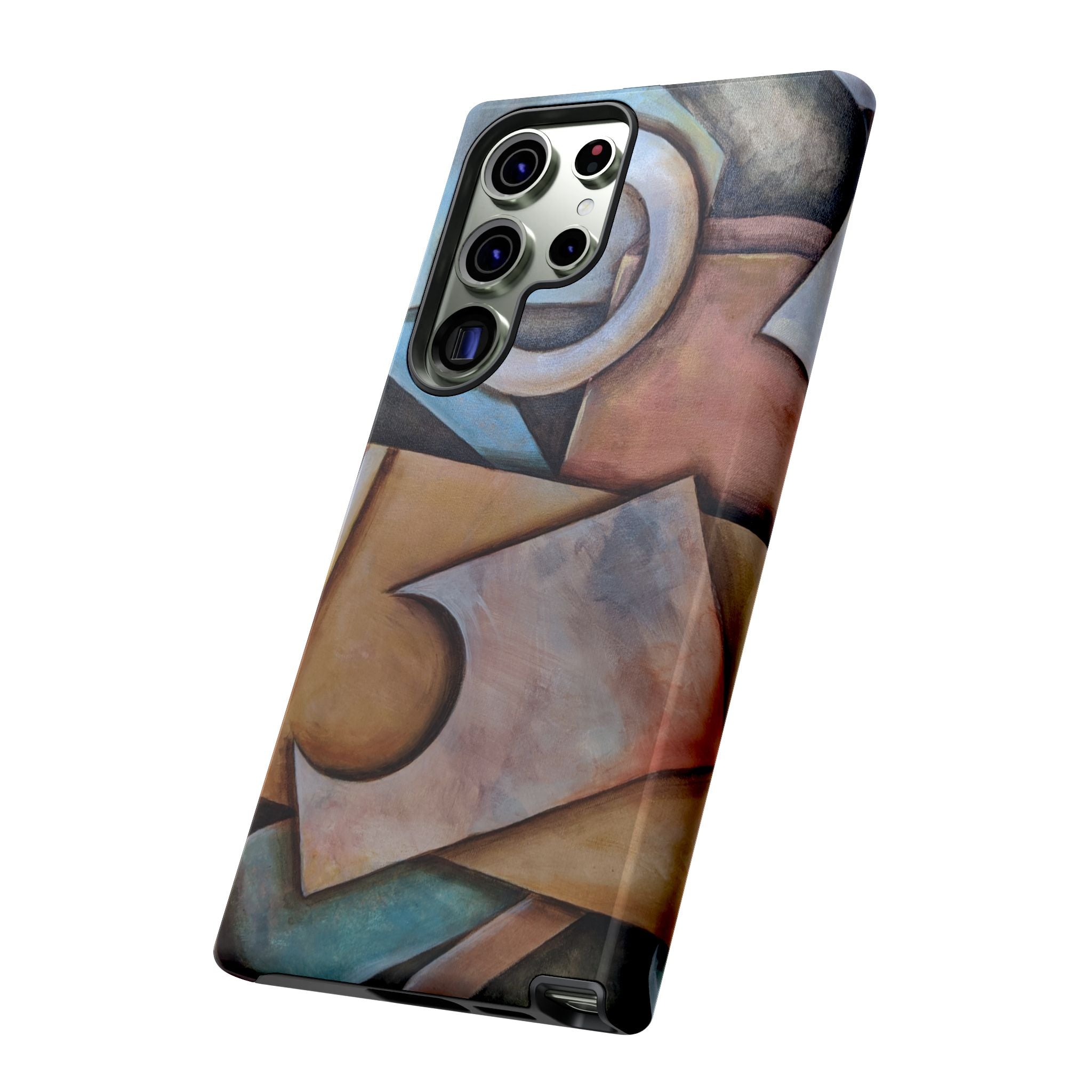 Abstract Geometric Tough Phone Case – Modern Cubist Art Protection