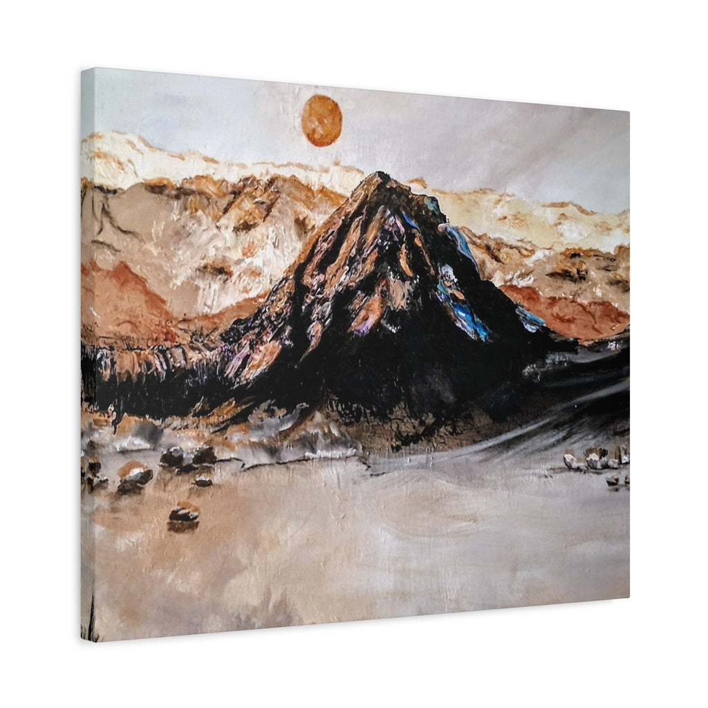 MOON OVER THE MOUNTAINS - Abstract Mountain Landscape Canvas Print — Matte Stretched Wall Art