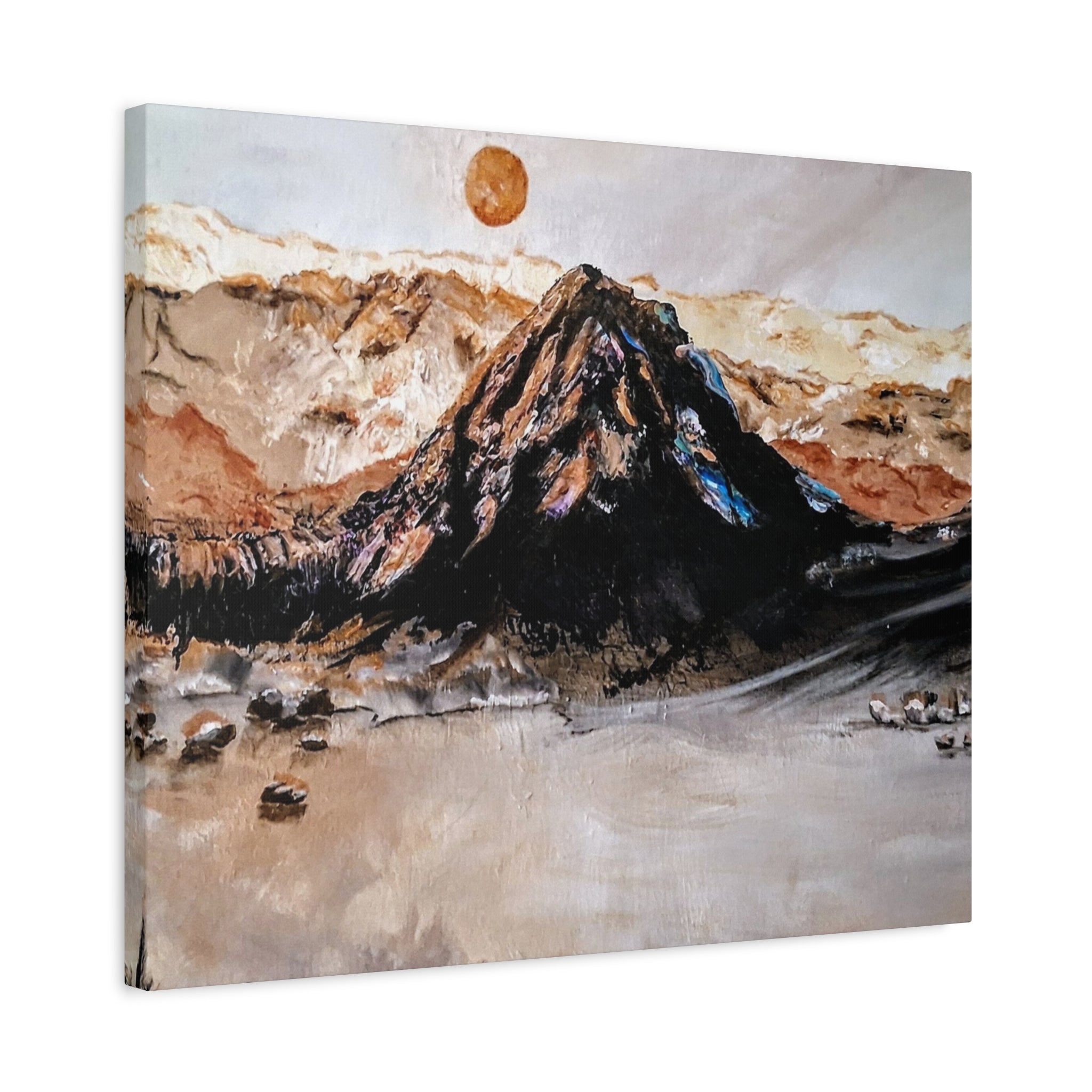 MOON OVER THE MOUNTAINS - Abstract Mountain Landscape Canvas Print — Matte Stretched Wall Art