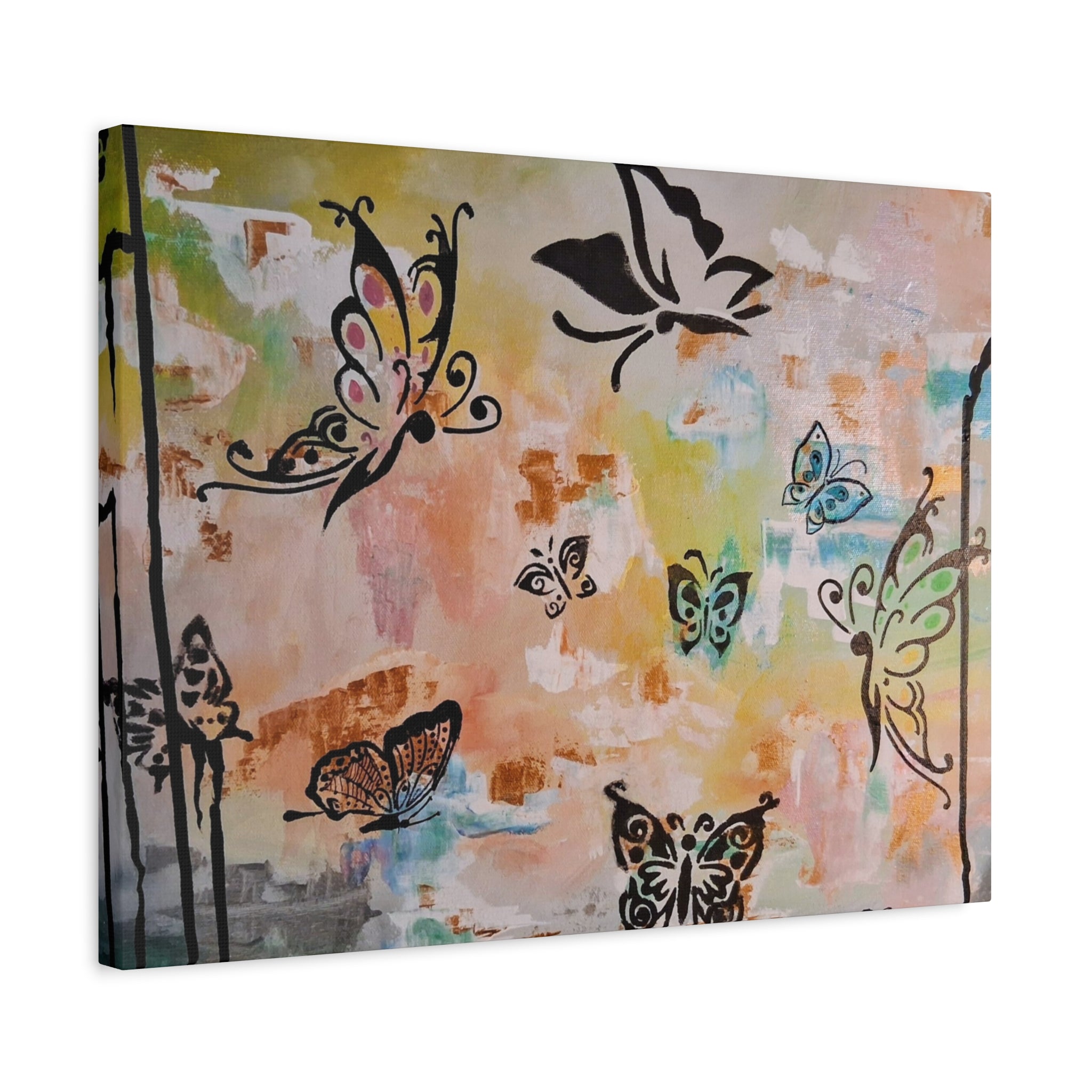 GUARDIANS OF THE FLOWERS - Butterfly Abstract Matte Canvas Wall Art – Stretched 1.25"Deep