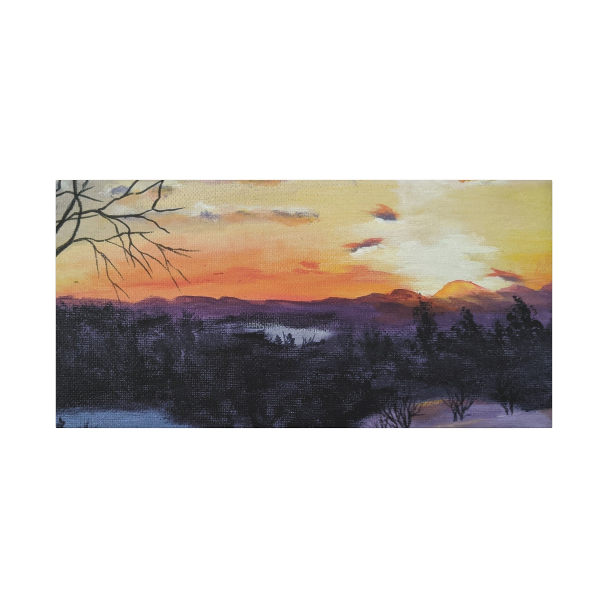 EVENING IN THE SHANDOAH VALLY - Sunset Winter Landscape Canvas Print — Matte Stretched Wall Art