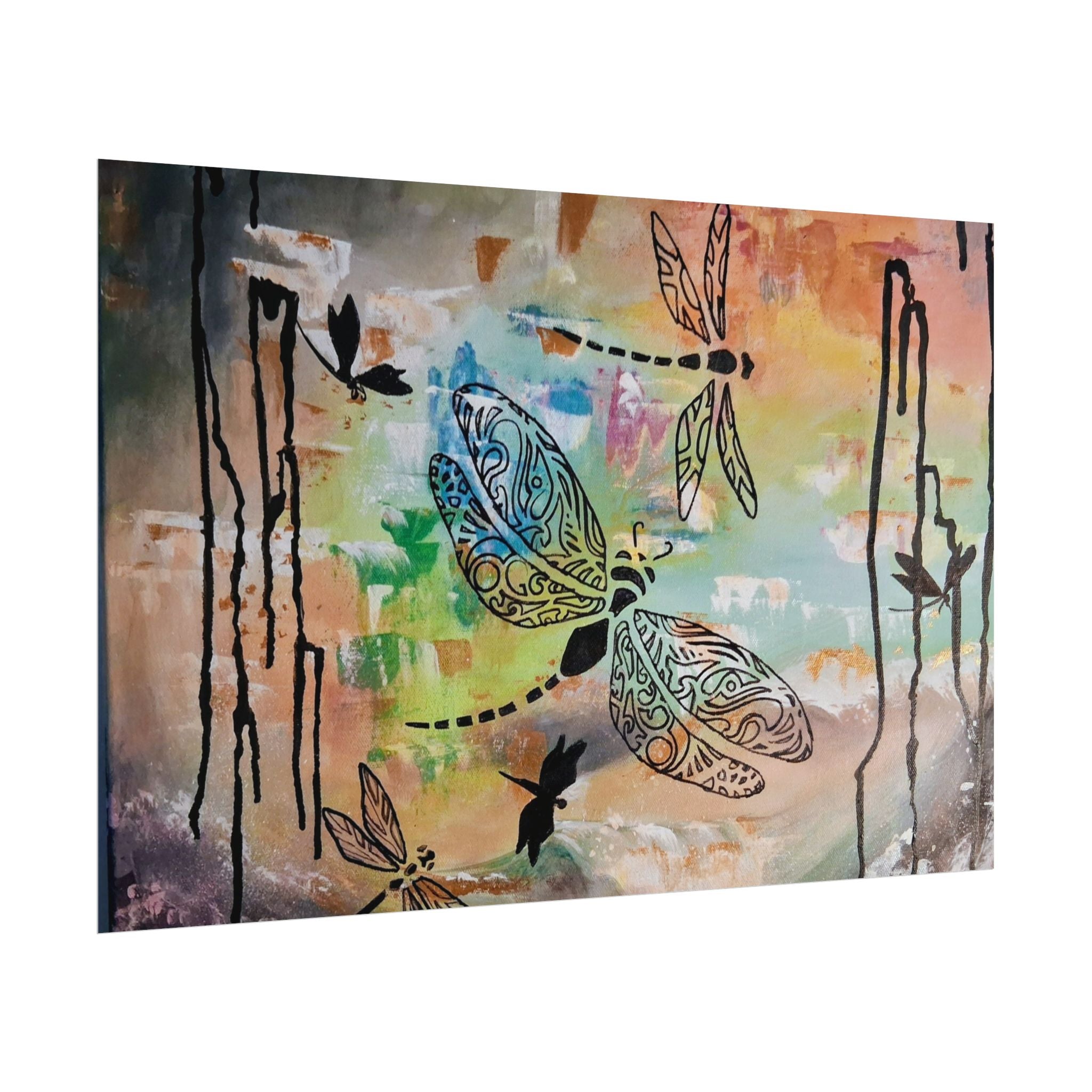 GUARDIANS OF THE LAND - Dragonfly Art Poster — Textured Matte Wall Print
